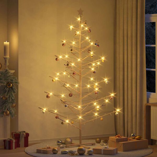 vidaXL Wooden Christmas Tree with Stand Natural 82.7" Solid pine wood