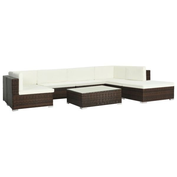 vidaXL Patio Sofa Set Set of 8 Brown