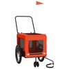 vidaXL Pet Bike Trailer Orange and black Oxford fabric, iron, PVC Medium
