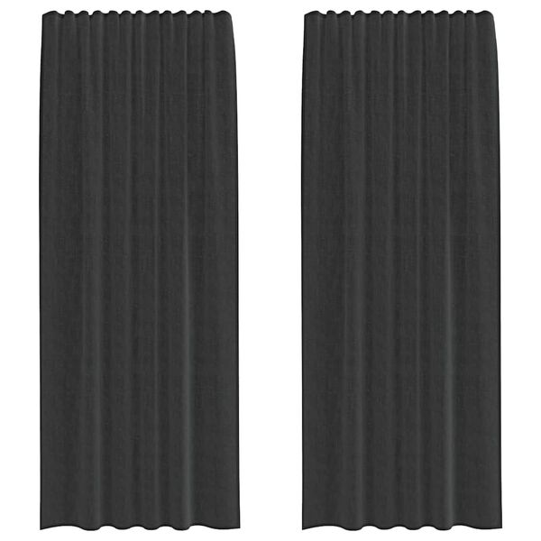 vidaXL Voile Curtains with Rod Pockets 2 pcs Black