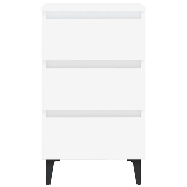 vidaXL Bed Cabinet White Engineered wood, metal Medium Bedside Table
