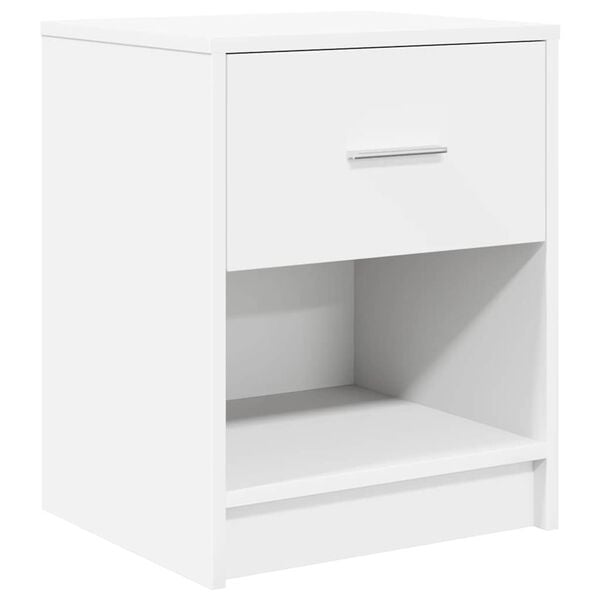 vidaXL Bedside Cabinet White Engineered wood Medium Bedside Cabinet