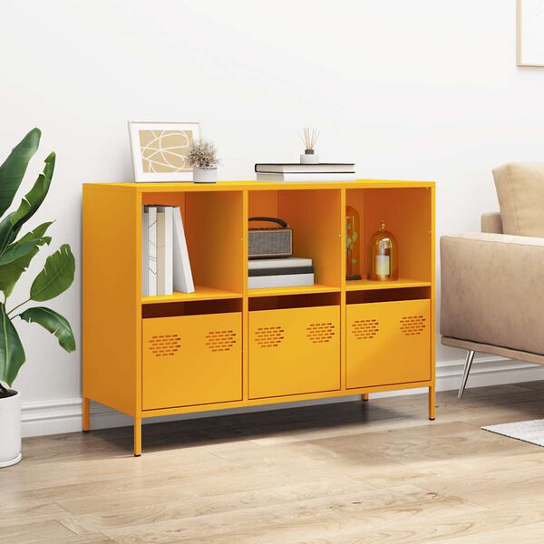 vidaXL Sideboard Mustard Yellow Cold-rolled steel Medium Sideboard