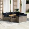 vidaXL 9 Piece Patio Sofa Set with Cushions Gray Poly Rattan
