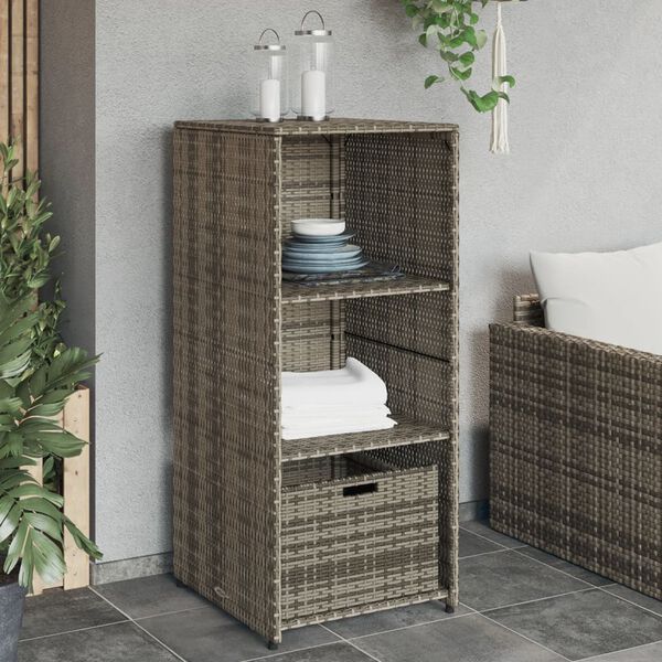 vidaXL Garden Storage Cabinet Grey PE rattan Medium Durable