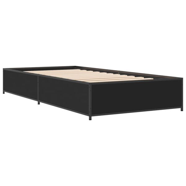 vidaXL Bed Frame Black Engineered wood, metal, plywood 90 x 75 in Single