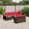 vidaXL 11 Piece Patio Sofa Set with Cushions Brown Poly Rattan