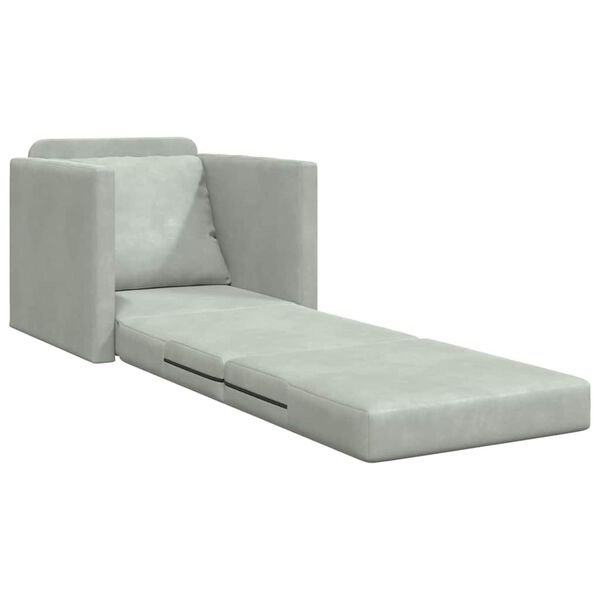 vidaXL Sofa Bed Light Grey 29.13 x 30.31 x 31.89 in Velvet