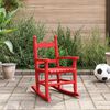 vidaXL Rocking Chair Red Poplar Wood Small Rocking Chair Rectangular