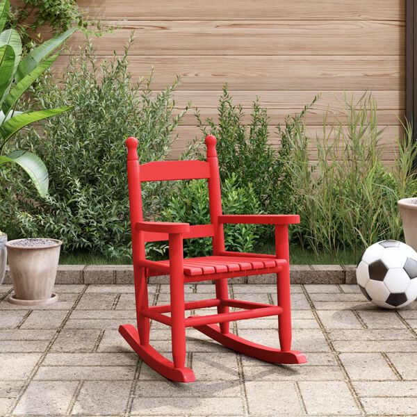 vidaXL Rocking Chair Red Poplar Wood Small Rocking Chair Rectangular