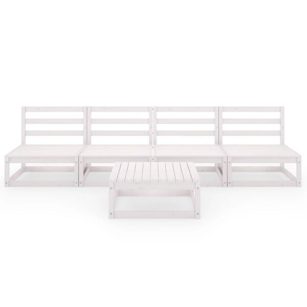 vidaXL Garden Lounge Set White Solid pine wood Large Modular
