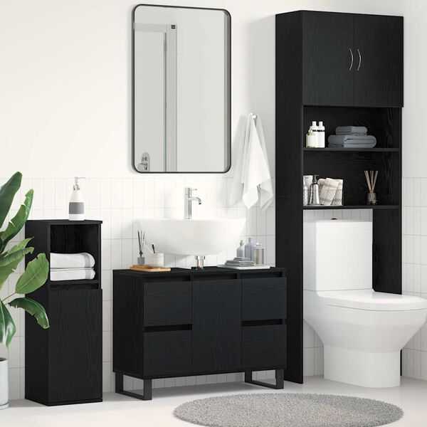 vidaXL Bathroom Cabinet with Drawer Black Oak 31.50 x 12.99 x 23.62 in
