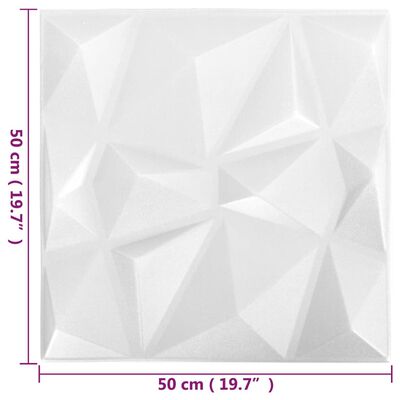 vidaXL 3D Wall Panels 48 pcs 19.7"x19.7" Diamond White 129.2 ft²