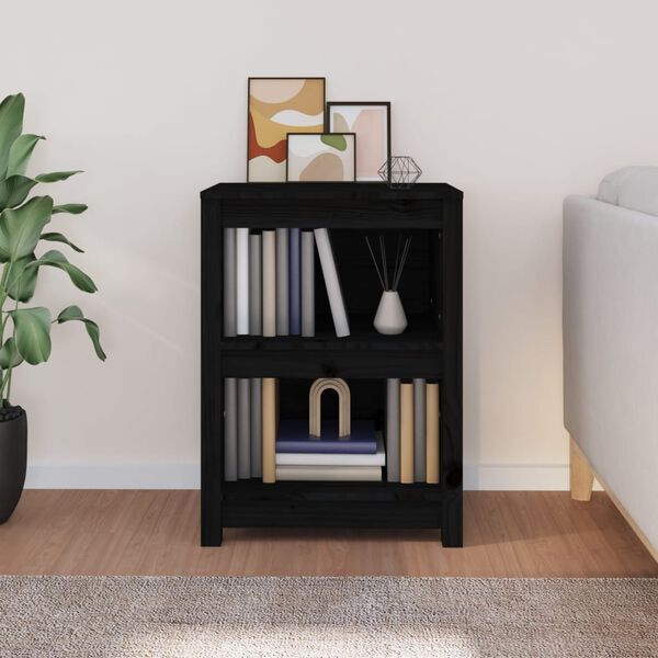 vidaXL Book Cabinet Black Solid pine wood Compact Book Cabinet