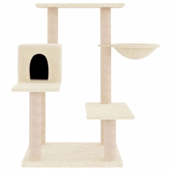 vidaXL Cat Tree Cream Engineered wood, plush, sisal Large Cat Tree