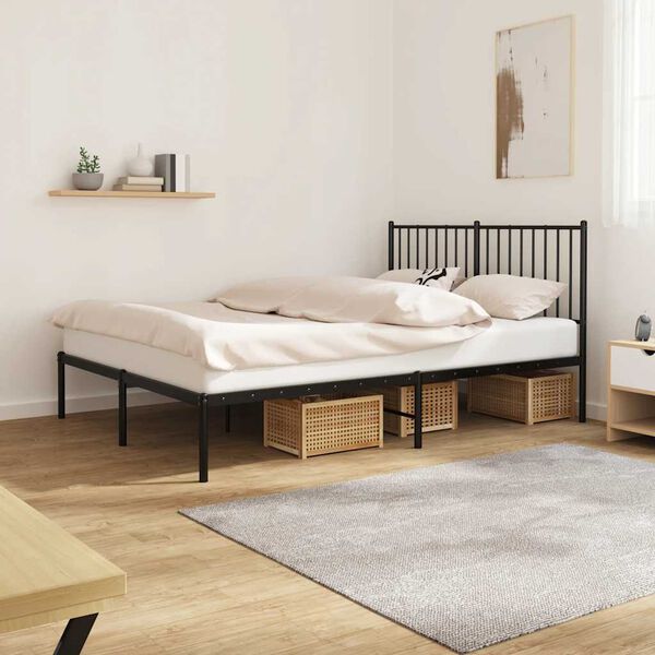 vidaXL Bed Frame Black Powder-coated steel 55 x 79 in Bed Frame