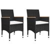 vidaXL 3 Piece Patio Bistro Set Poly Rattan and Acacia Wood Black