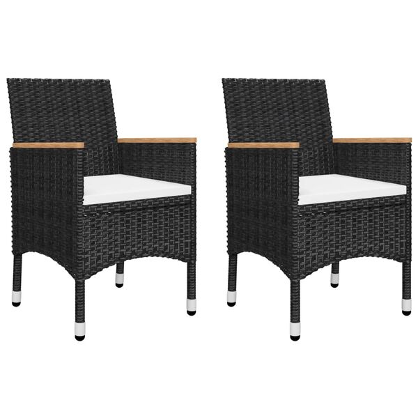 vidaXL 3 Piece Patio Bistro Set Poly Rattan and Acacia Wood Black