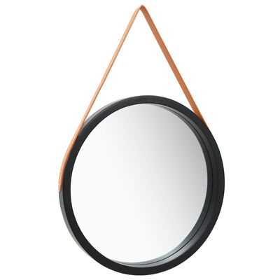 vidaXL Wall Mirror with Strap 23.6" Black