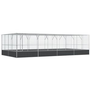 vidaXL Aviary Silver and Charcoal Galvanized Steel Large Aviary