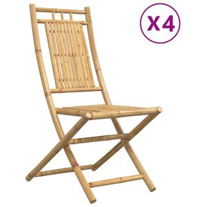 vidaXL Garden Chair Set of 4 Natural Bamboo Bamboo Medium Foldable