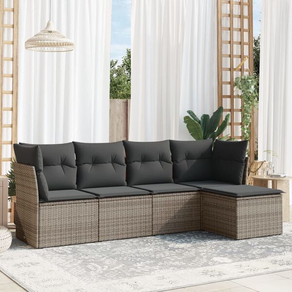 vidaXL Garden Sofa Set Grey PE rattan Medium Modular Garden Sofa Set