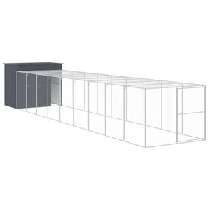 vidaXL Dog House Anthracite Galvanized steel Large Durable Dog House
