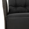 vidaXL Reclining Garden Chair Black PE Rattan, Powder-Coated Steel Medium