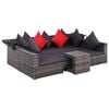 vidaXL Rattan Sofa Set Grey & Dark Grey