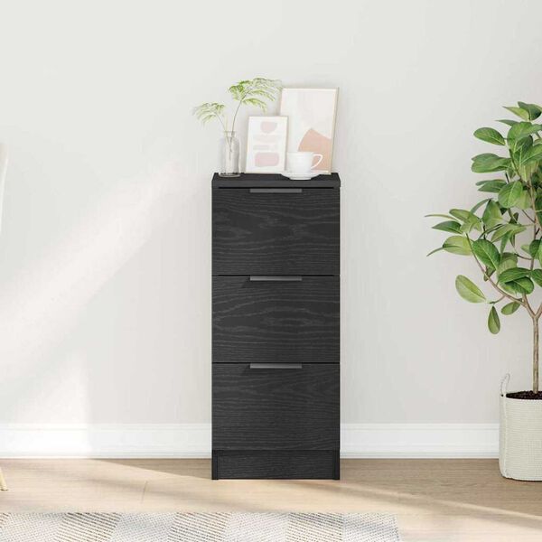 vidaXL Black Oak Sideboard Black oak 30 x 30 x 70 cm Engineered wood