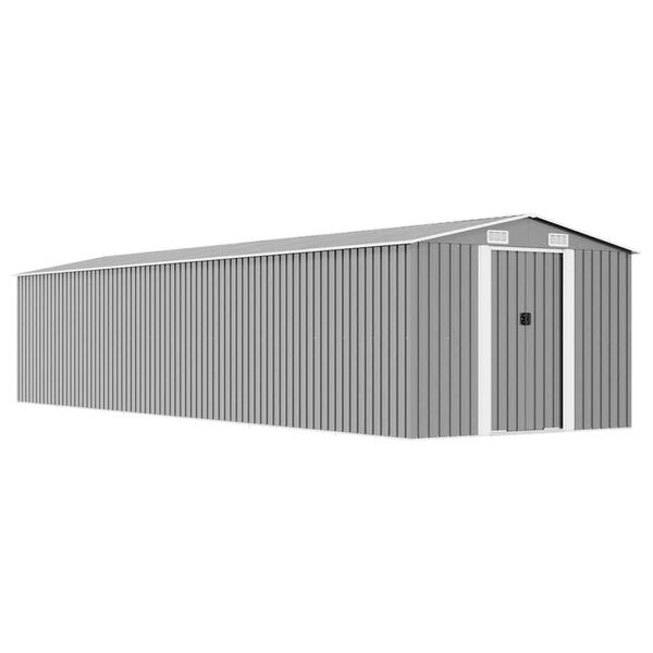 vidaXL Garden Shed Grey Galvanized Steel Large Durable Garden Shed