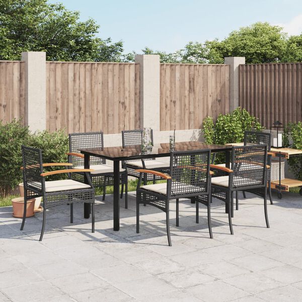 vidaXL Garden Dining Set Black PE Rattan Medium UV-resistant materials
