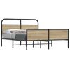 vidaXL Bed Frame Smoked Oak Steel, Engineered Wood Full Bed Frame