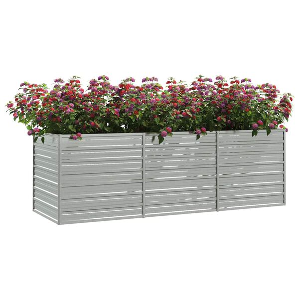 vidaXL Garden Raised Bed Silver Galvanized Steel Large Garden Raised Bed
