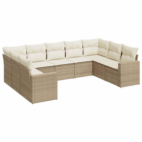 vidaXL Garden Sofa Set Beige PE Rattan Large Modular Garden Sofa Set