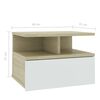 vidaXL Floating Nightstand Set of 2 White and sonoma oak Engineered wood