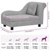 vidaXL Dog Sofa Grey Plush (80% polyester, 20% cotton), solid pinewood, Foam