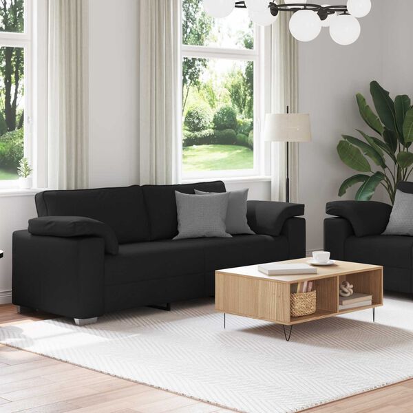 vidaXL Sofa Set 2 pcs Black 219 x 77 x 82 cm fabric