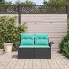 vidaXL Garden Sofa with Cushion Black 141 x 62 x 69 cm poly rattan