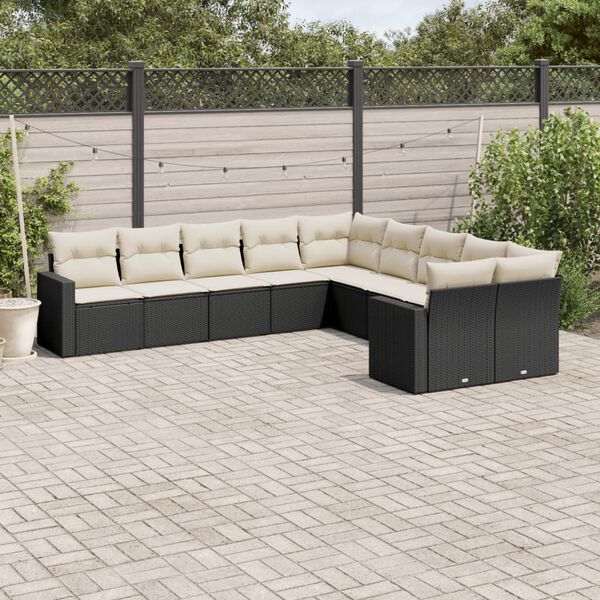 vidaXL Garden Sofa Set Black, Cream White