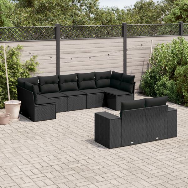vidaXL Garden Sofa Set Black PE rattan Large Modular Garden Sofa Set