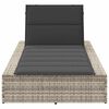 vidaXL Sunbed with Floating Cushion Light Grey Poly Rattan
