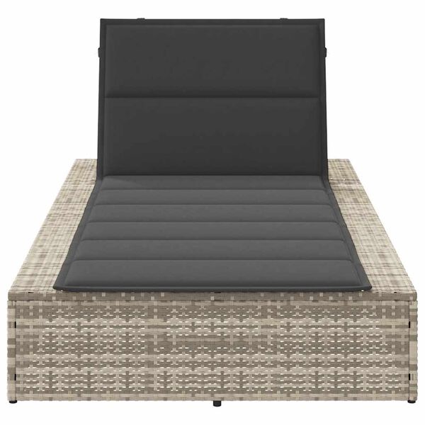vidaXL Sunbed with Floating Cushion Light Grey Poly Rattan