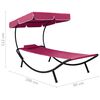 vidaXL Patio Lounge Bed with Canopy & Pillow Pink