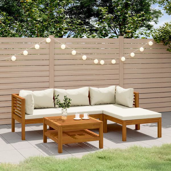 vidaXL Garden Lounge Set Cream Solid Acacia wood, Polyester Medium