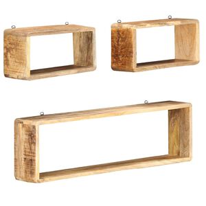 vidaXL Wall Cube Shelf Brown Solid mango wood Set of 3 Wall Cube Shelf