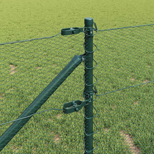 vidaXL Fence Post Green 82.02 x 2.62 ft (0.51 in mesh) Steel and PVC