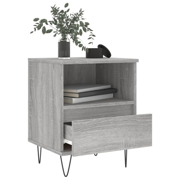 vidaXL Bedside Cabinet Grey sonoma Engineered wood, Metal Standard