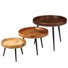 vidaXL Table Set 3 Pieces Solid Mango Wood and Steel