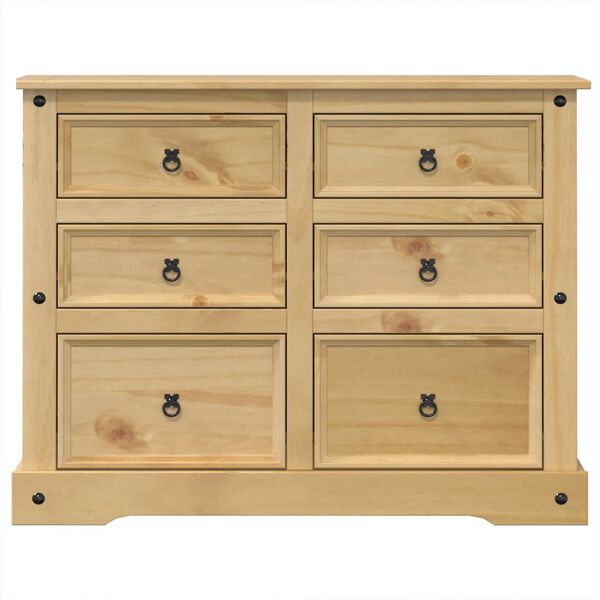 vidaXL Chest of Drawers Honey Solid pine wood, engineered wood, metal